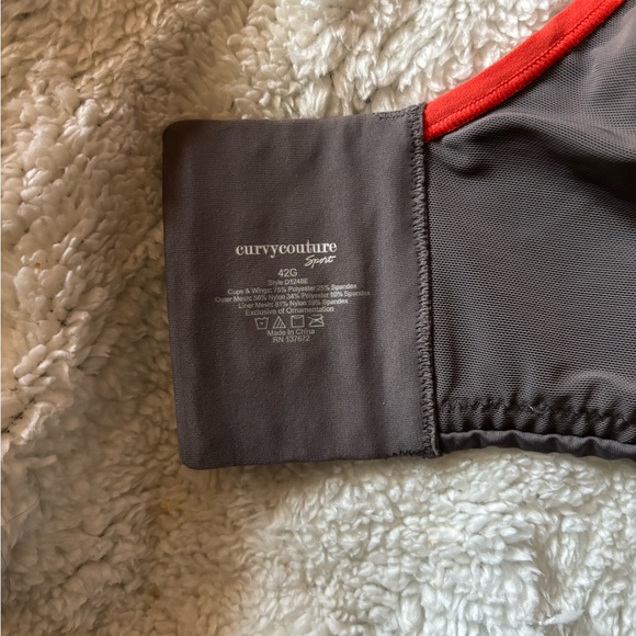 NWOT Curvy Couture Sport Bra 42G Gray And Orange 5 Hook NEW Style D1248E - Picture 3 of 3